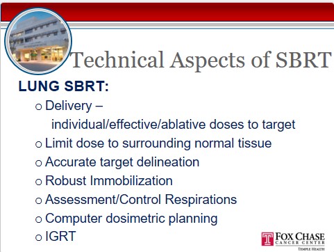 Image illustrating the technical features of SBRT to the lung field.